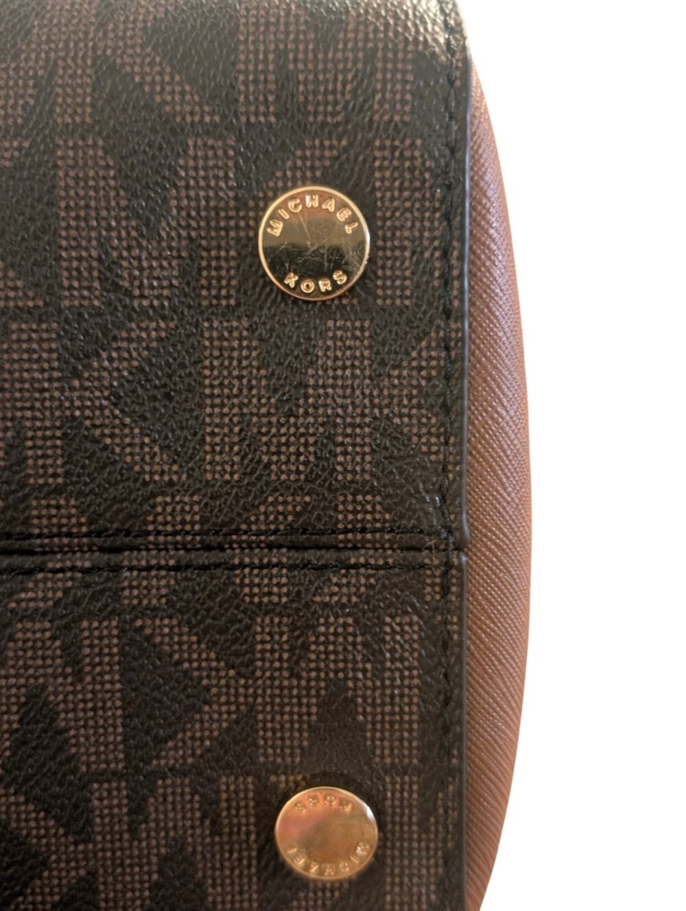 New Michael KORS Ciara Large Logo Acorn Leather Satchel - Picture 7 of 10